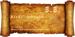 Biró Bertold névjegykártya