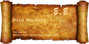 Biró Bertold névjegykártya